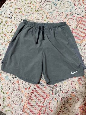 Nike Men's Charcoal Athletic Shorts with Black Drawstring